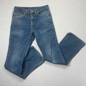 Vintage 90s Levi's 517 Jeans Boot Cut Blue Denim Button Zip Fly Cotton 32x33